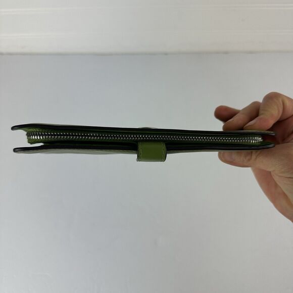 COACH Smooth Leather Skinny Snap Tab Slim Wallet Dark Lime Green CH823 Used - Picture 7 of 14